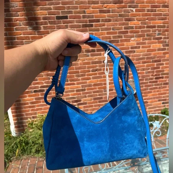 STAUD Valerie Director Blue Suede Bag NWT - Picture 12 of 13